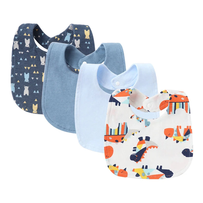 4Pcs Baby Bibs Burp Clothes Cartoon Newborn Saliva Towels for Girls Boys Cotton Kids Apron Infant Accessories Toddler Bibs Set