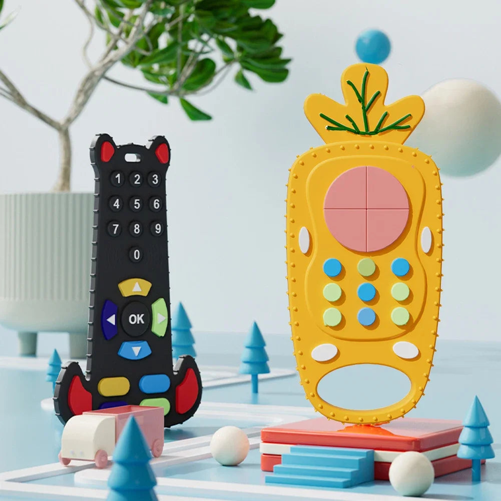 Baby Silicone Teether Toys Remote Control Shape Teether Rodent Gum Pain Relief Teething Toy Kids Sensory Educational Healthcare