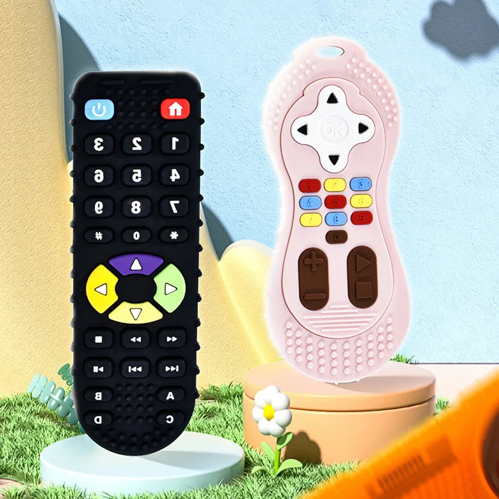 Baby Silicone Teether Toys Remote Control Shape Teether Rodent Gum Pain Relief Teething Toy Kids Sensory Educational Healthcare