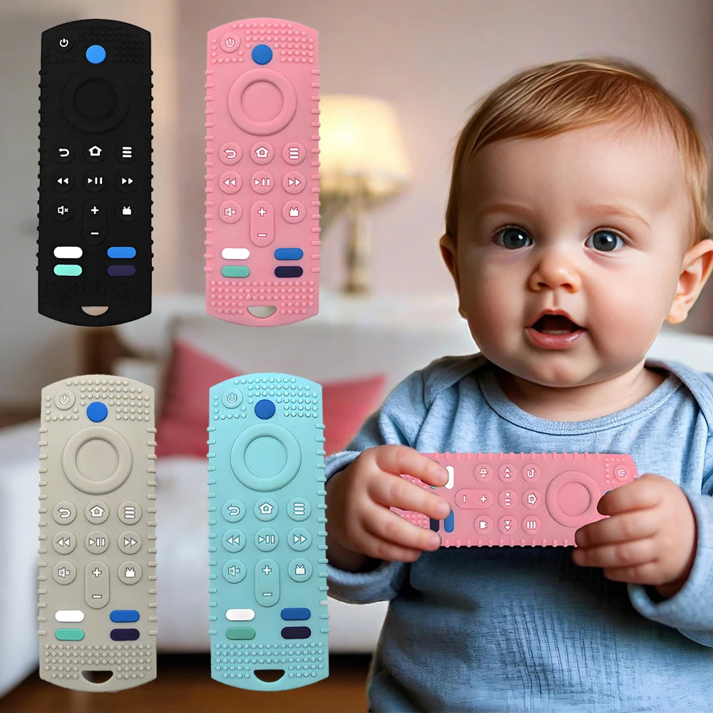 Silicone Baby Teether Soothing Teether Early Educational Sensory Toys for Infant Teether Remote Control Shape