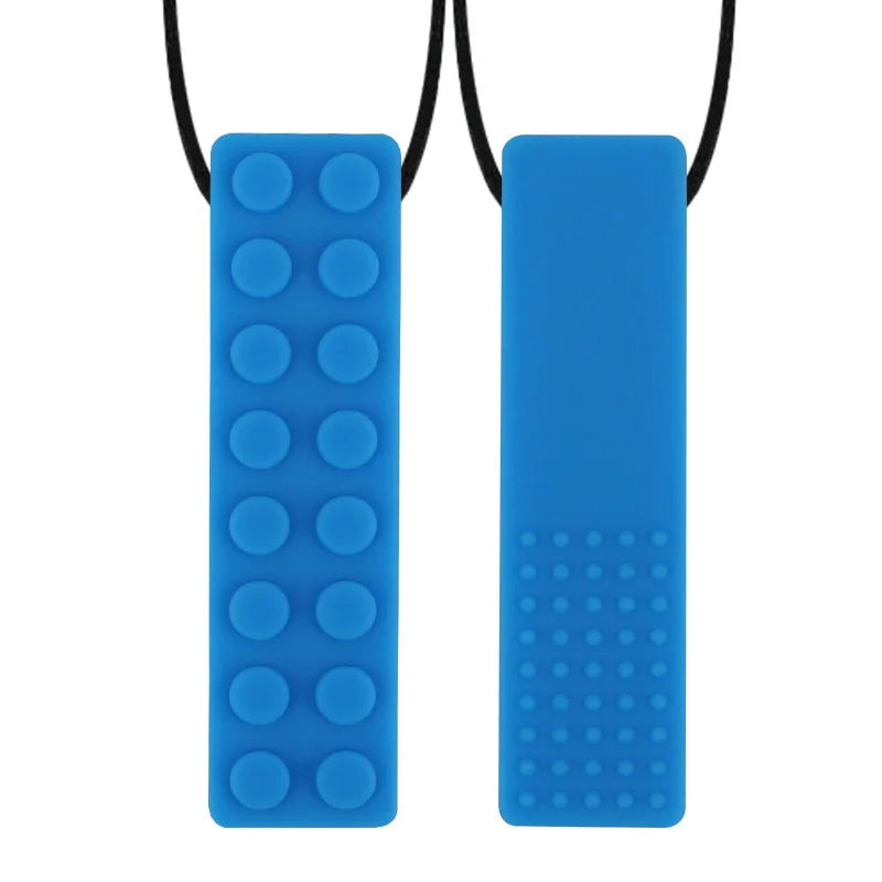 5PCS Brick Silicone Teether Baby Teething Toys Sensory Chewable Necklace BPA Free Silicone Food Grade Teether Oral Motor Tools