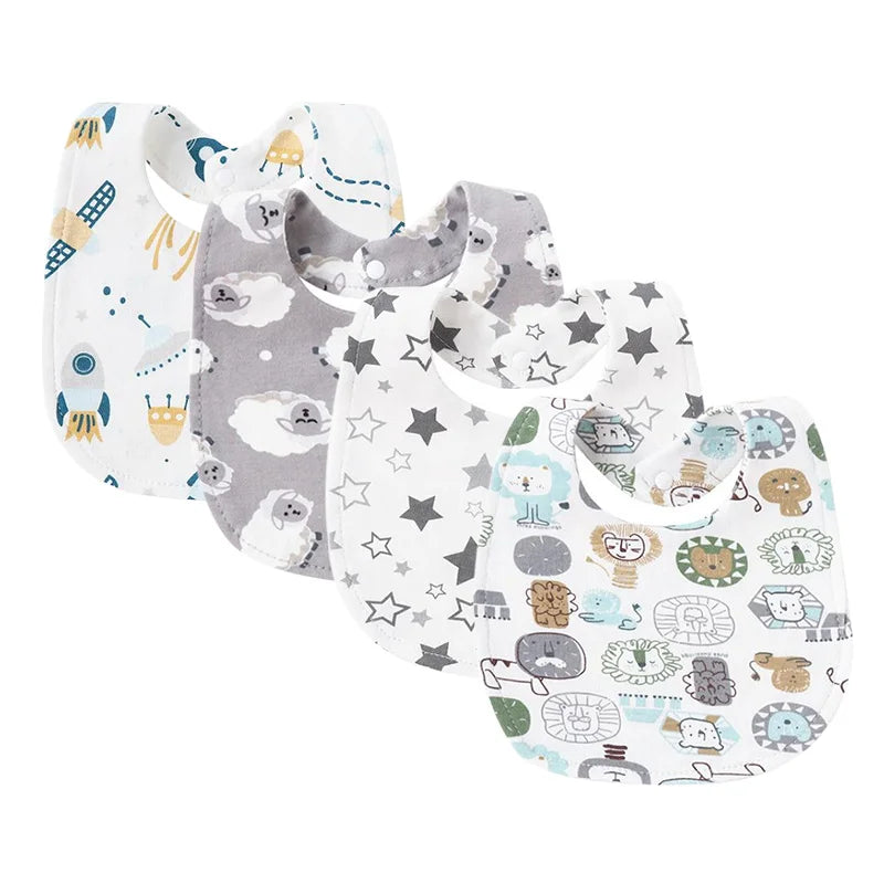 4Pcs Baby Bibs Burp Clothes Cartoon Newborn Saliva Towels for Girls Boys Cotton Kids Apron Infant Accessories Toddler Bibs Set