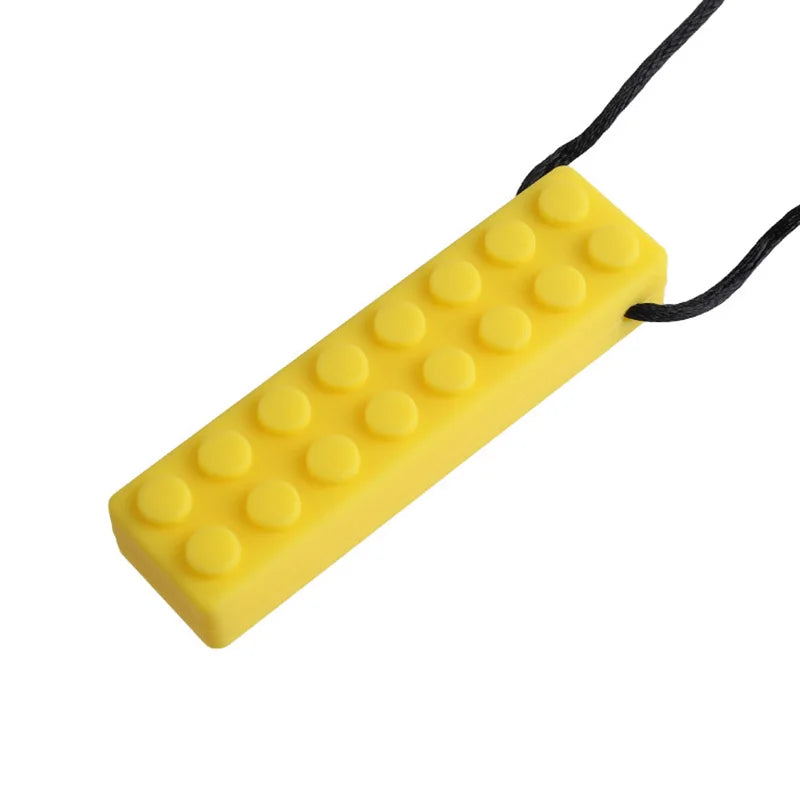 5PCS Brick Silicone Teether Baby Teething Toys Sensory Chewable Necklace BPA Free Silicone Food Grade Teether Oral Motor Tools